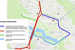 Схема движения общественного и частного автотранспорта массового мероприятия «Зеленоградский полумарафон» 24 мая 2026 года